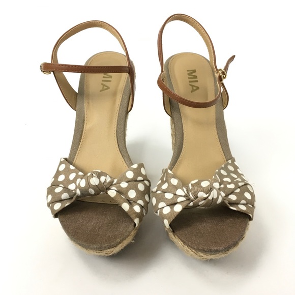 MIA | Polkadot Canvas & Leather Espadrille Wedges - Picture 2 of 4